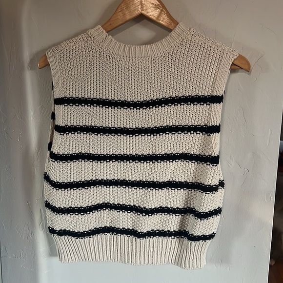 moon & madison Cream and Black Striped Sweater vest - Picture 3 of 3
